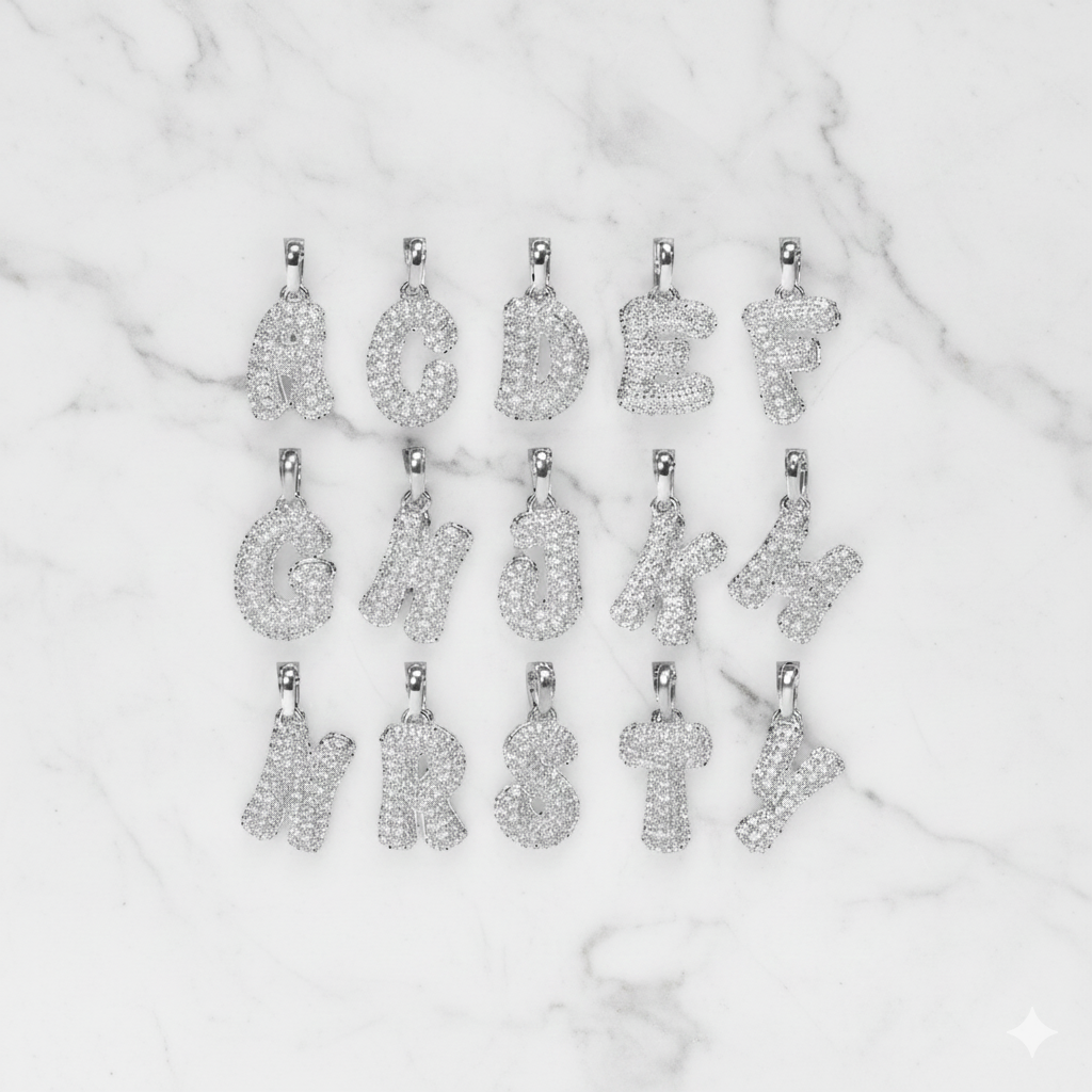 Diamond Initial Letter Pendant | Lab Grown Diamond | 14K Yellow Gold Pave Alphabet Charm