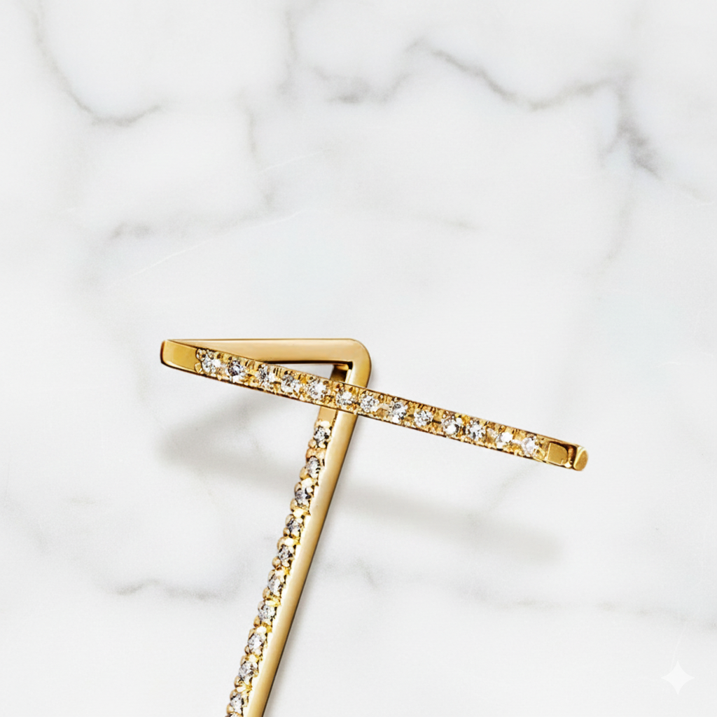 Minimal Cross Bar Earrings | Lab Grown Diamond | 14K Yellow Gold Sleek Modern Design