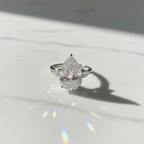 Modern One of a Kind Pear Shape Engagement Ring | Lab Grown Diamond | 14K Yellow Gold