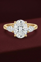 Oval Diamond Engagement Ring Set 2.05 Carat, Stackable Bridal Ring Set, Oval Ring with Pear Side Diamonds, Diamond Wedding Band Set