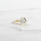 Unique Hexagonal Ring | Lab Grown Diamond | 14K Yellow Gold Minimal Style
