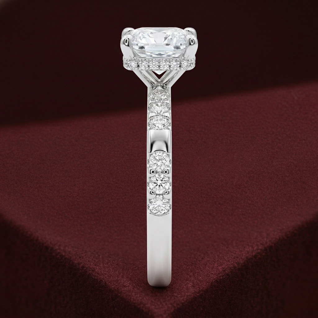 Princess Diamond Engagement Ring 2.05 Carat, Hidden Halo Diamond Ring, Princess Cut Diamond Ring with Side Stones, Engagement Ring, Lab Ring