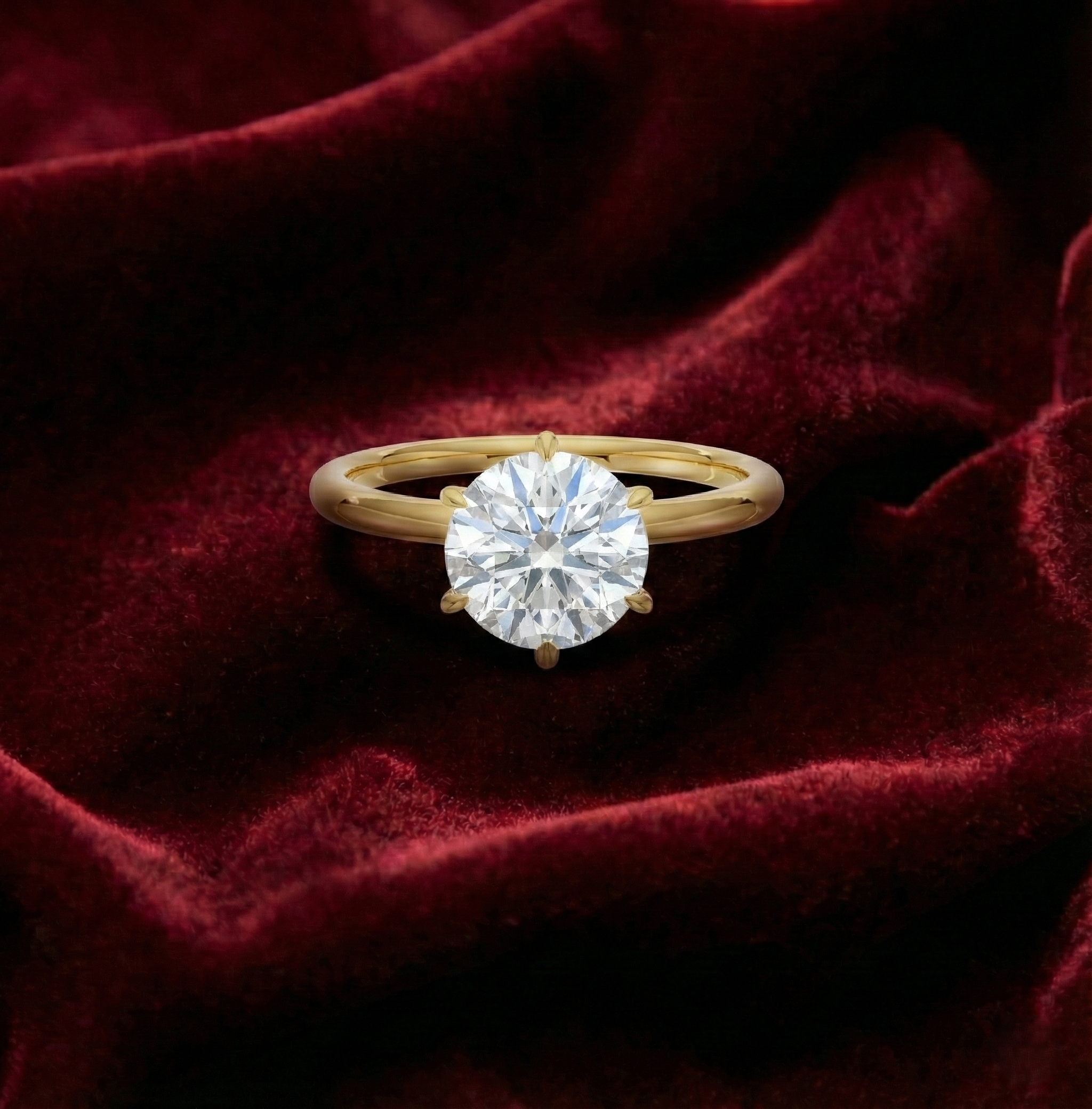 Elegant Round Lab Grown Diamond Engagement Solitaire Ring in Solid 14K Gold