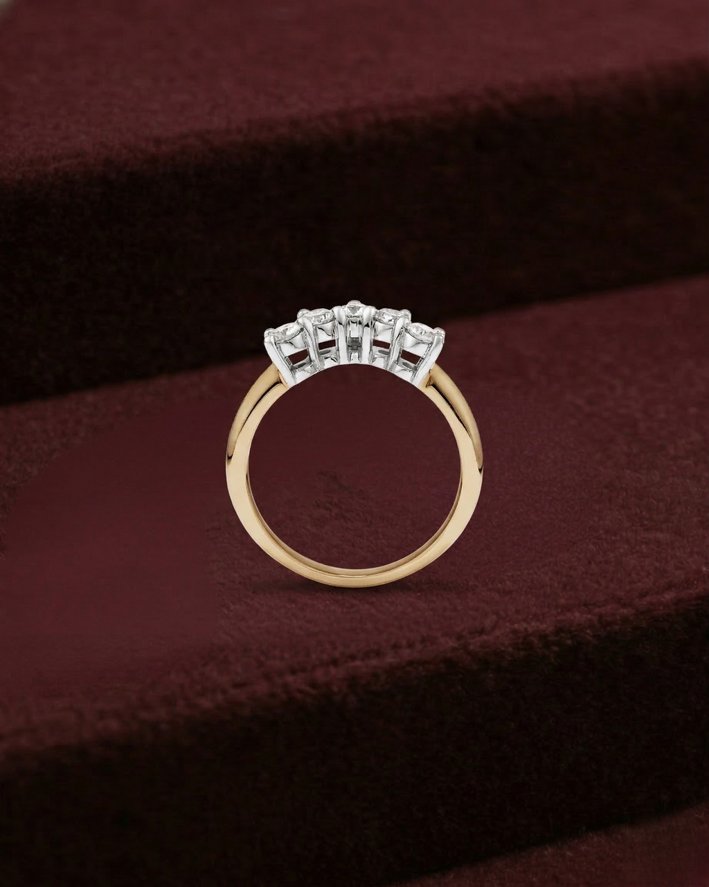Round Diamond Curved Wedding Band, Curved Diamond Ring, Prong Set Diamond Band, Stackable Wedding Band, Minimalist Diamond Ring