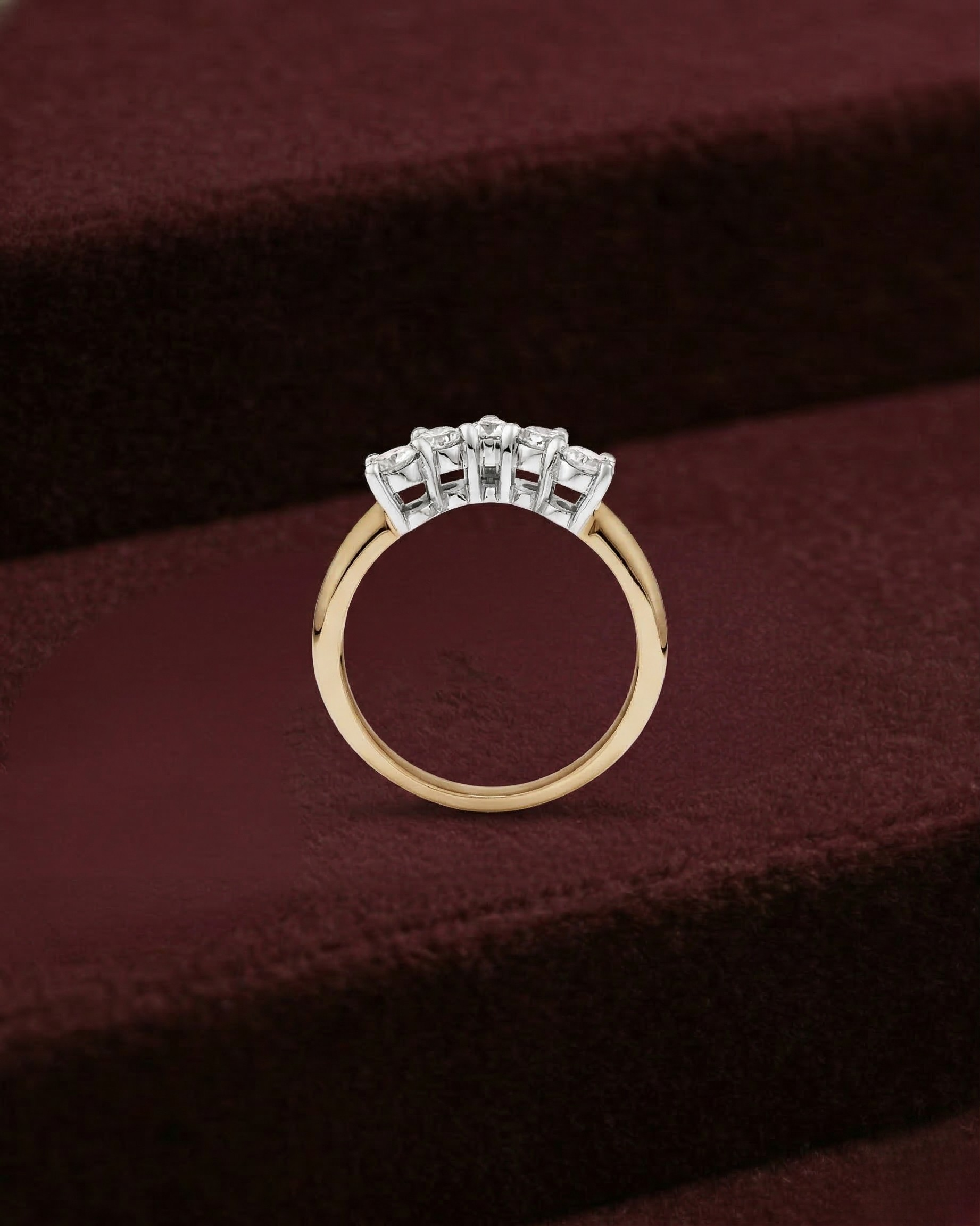 Round Diamond Curved Wedding Band, Curved Diamond Ring, Prong Set Diamond Band, Stackable Wedding Band, Minimalist Diamond Ring