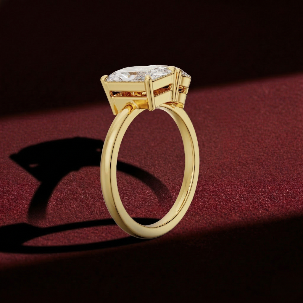 Toi et Moi Radiant and Pear Lab Grown Diamond Engagement Ring in Solid 14K Gold