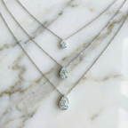 Bezel Set Pear Cut Pendant Necklace | Lab Grown Diamond | 14K Yellow Gold minimalist