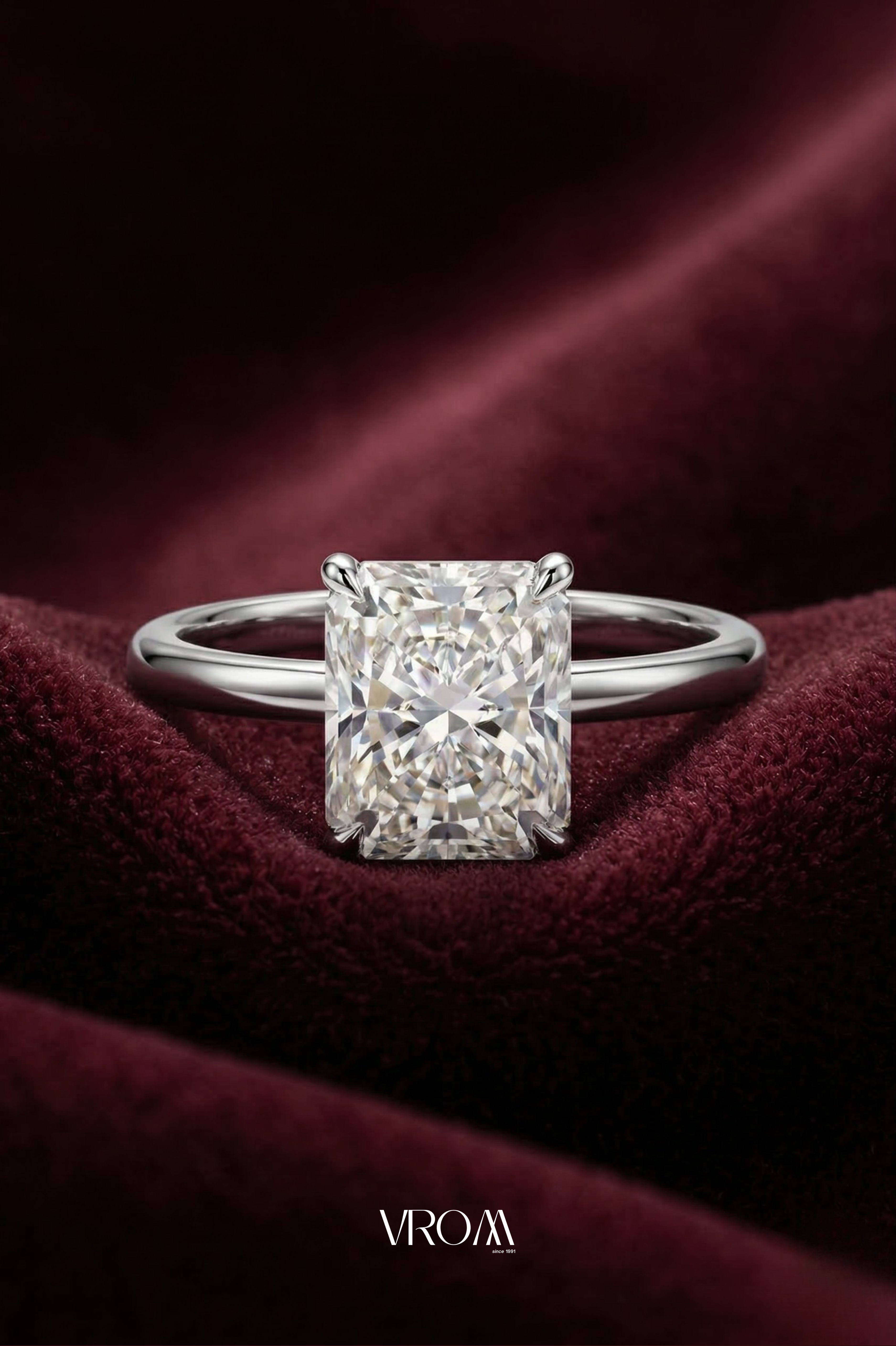 Radiant Cut Solitaire Diamond Ring, Hidden Halo Diamond Ring, Lab Grown Diamond Ring, Tiger Prong Engagement Ring, Gold Ring
