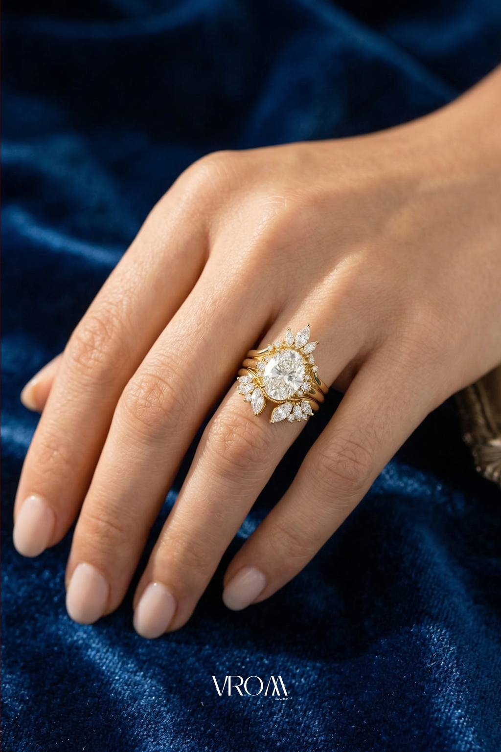 Oval Diamond Stackable Ring, Multi Band Diamond Ring, Marquise and Round Diamond Ring, 3 Band Stack Ring, Statement Engagement Ring