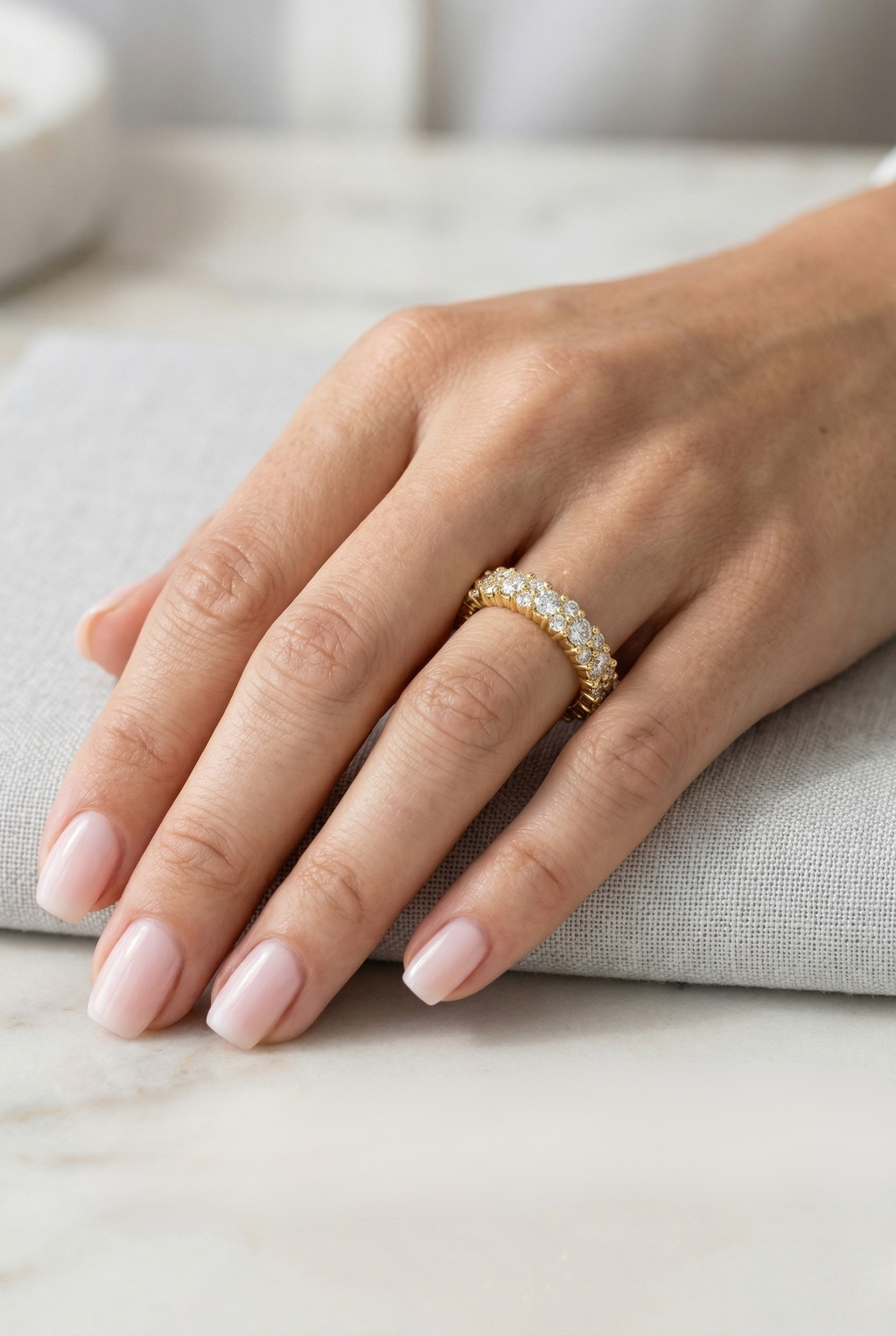 Round Diamond Eternity Band 1.20 Carat, Full Eternity Wedding Band, Round Diamond Band Ring, Stackable Eternity Ring, Gold Diamond Band