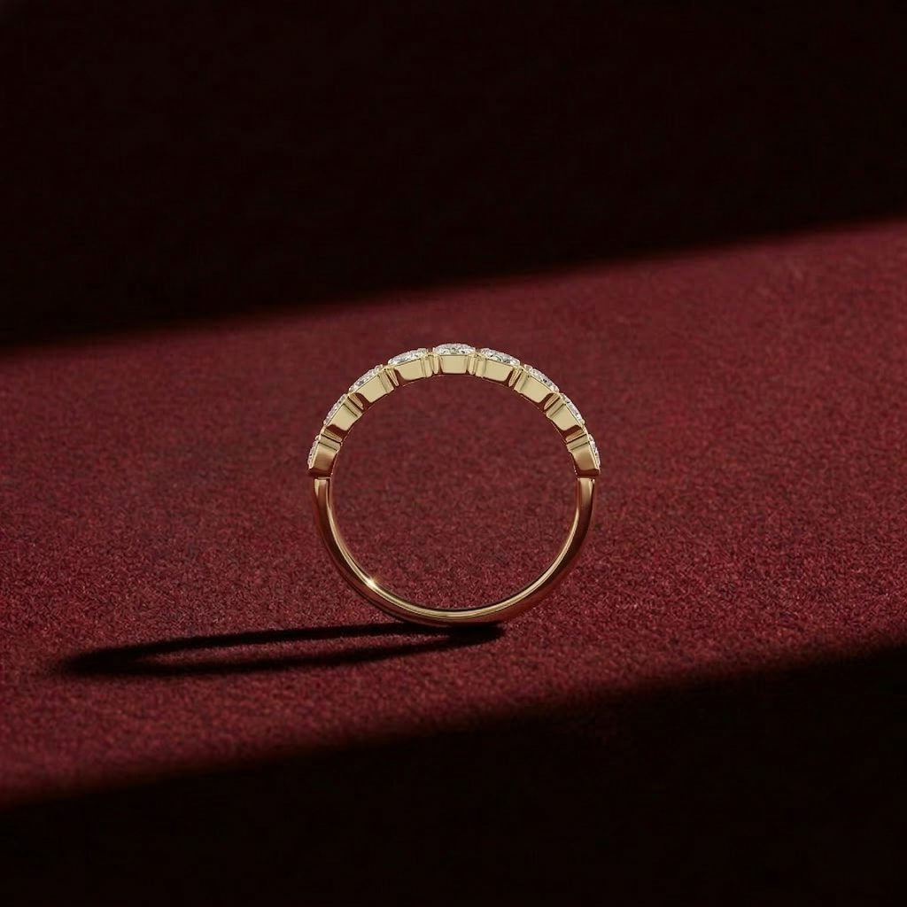 Emerald Cut Lab Grown Diamond Bezel Set Bridal Ring in Solid 14K Gold