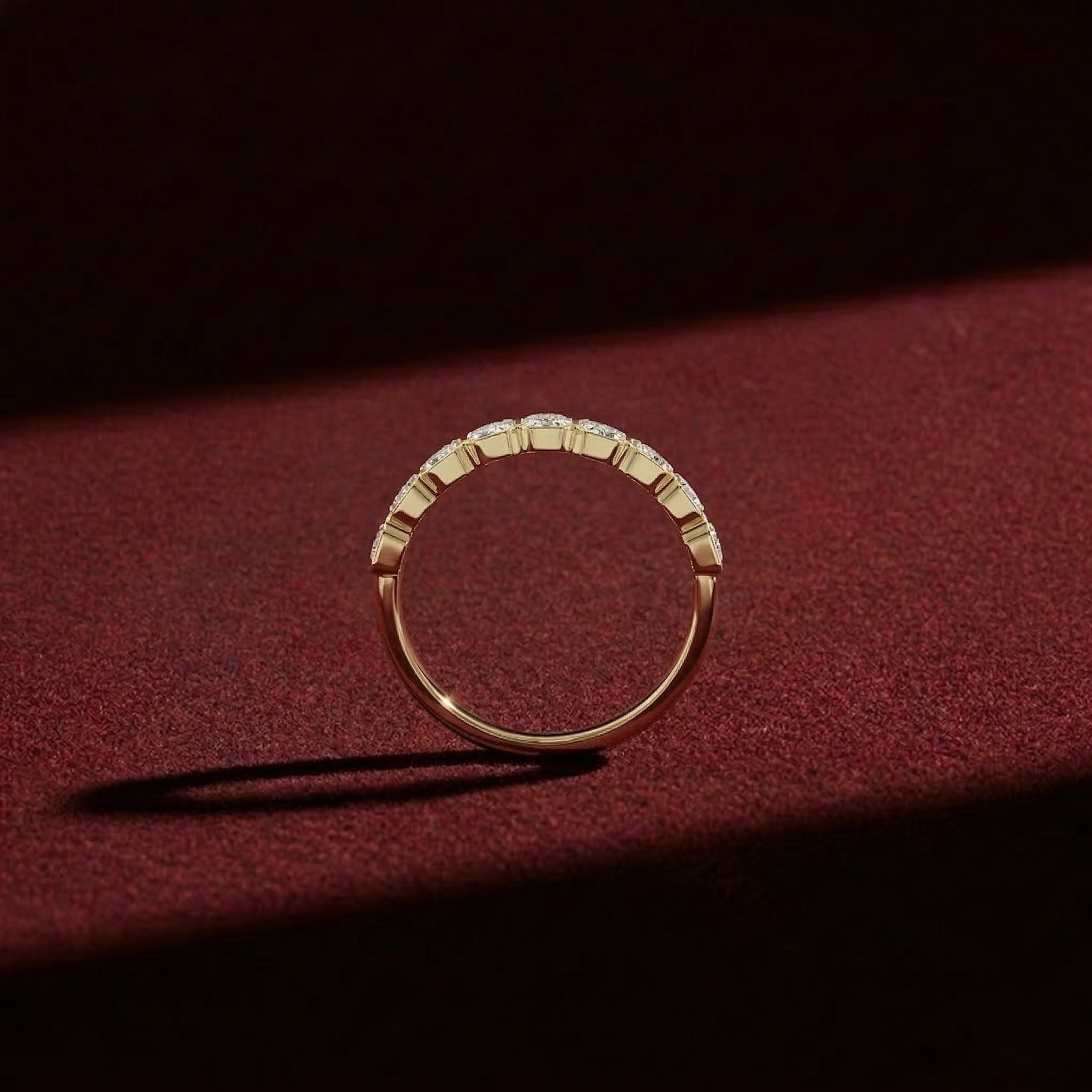 Emerald Cut Lab Grown Diamond Bezel Set Bridal Ring in Solid 14K Gold