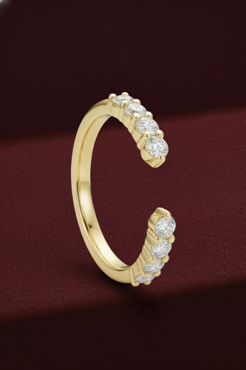 Round Diamond Stackable Band, Dainty Diamond Band Ring, Minimalist Diamond Wedding Band, Stackable Gold Diamond Band, Fine Jewelry Ring
