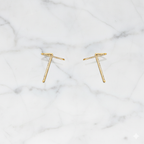 Minimal Cross Bar Earrings | Lab Grown Diamond | 14K Yellow Gold Sleek Modern Design