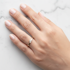 Minimalist Half Moon East West Bezel Set Solitaire Ring | Lab Grown Diamond | 14K Yellow Gold