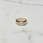 Modern Criss Cut Bezel Engagement Ring | Lab Grown Diamond | 14K Yellow Gold Fine Jewelry