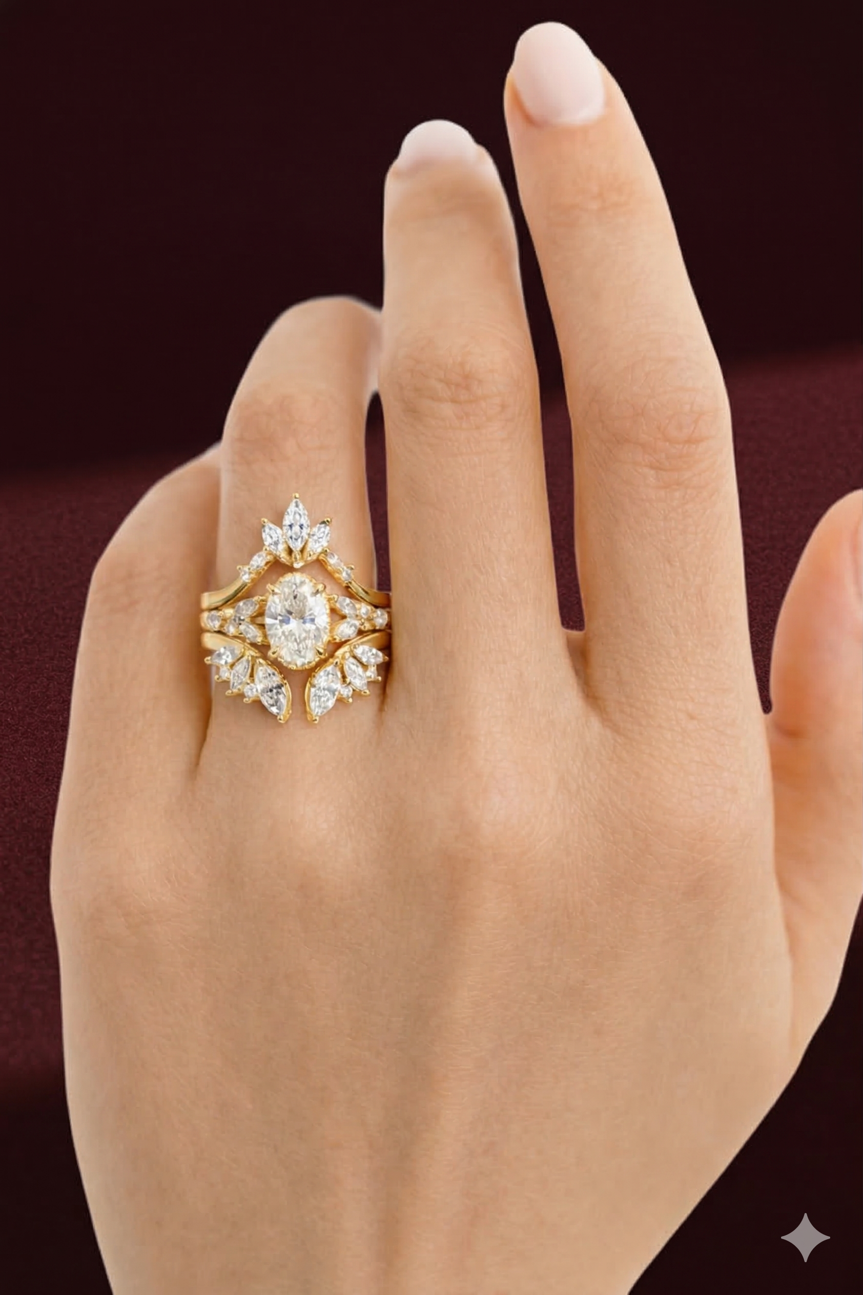 Oval Diamond Stackable Ring, Four Band Diamond Ring, Lab Grown Diamond Engagement Ring, Multi Band Pave Ring, Statement Gold Ring