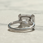 Modern East West Radiant Engagement Ring | Lab Grown Diamond | 14K Yellow Gold Half Bezel