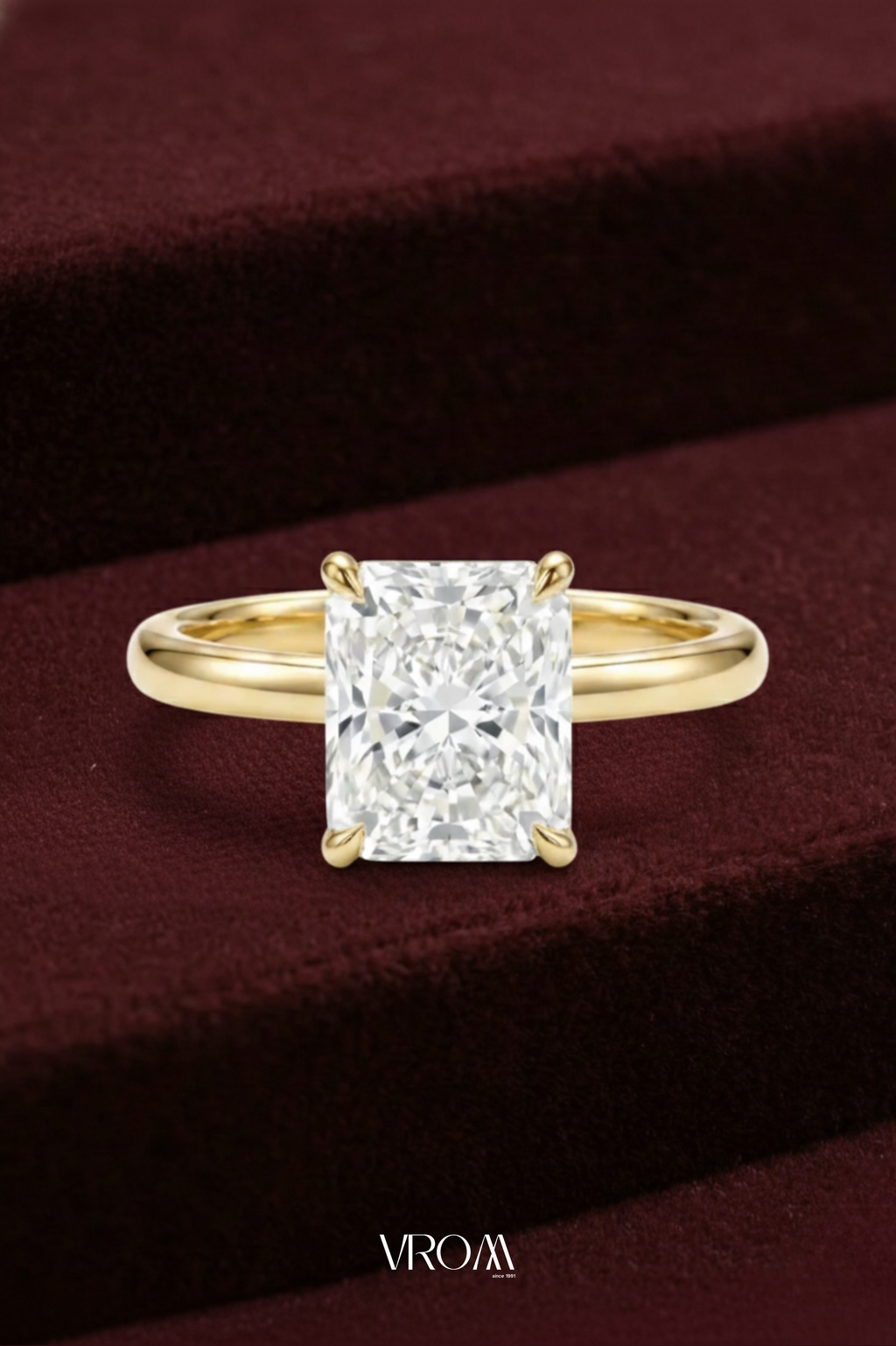Radiant Diamond Stackable Ring, Mixed Metal Engagement Ring, Three Band Diamond Ring, Lab Grown Diamond Ring, White and Yellow Gold Ring
