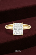 Radiant Diamond Stackable Ring, Mixed Metal Engagement Ring, Three Band Diamond Ring, Lab Grown Diamond Ring, White and Yellow Gold Ring