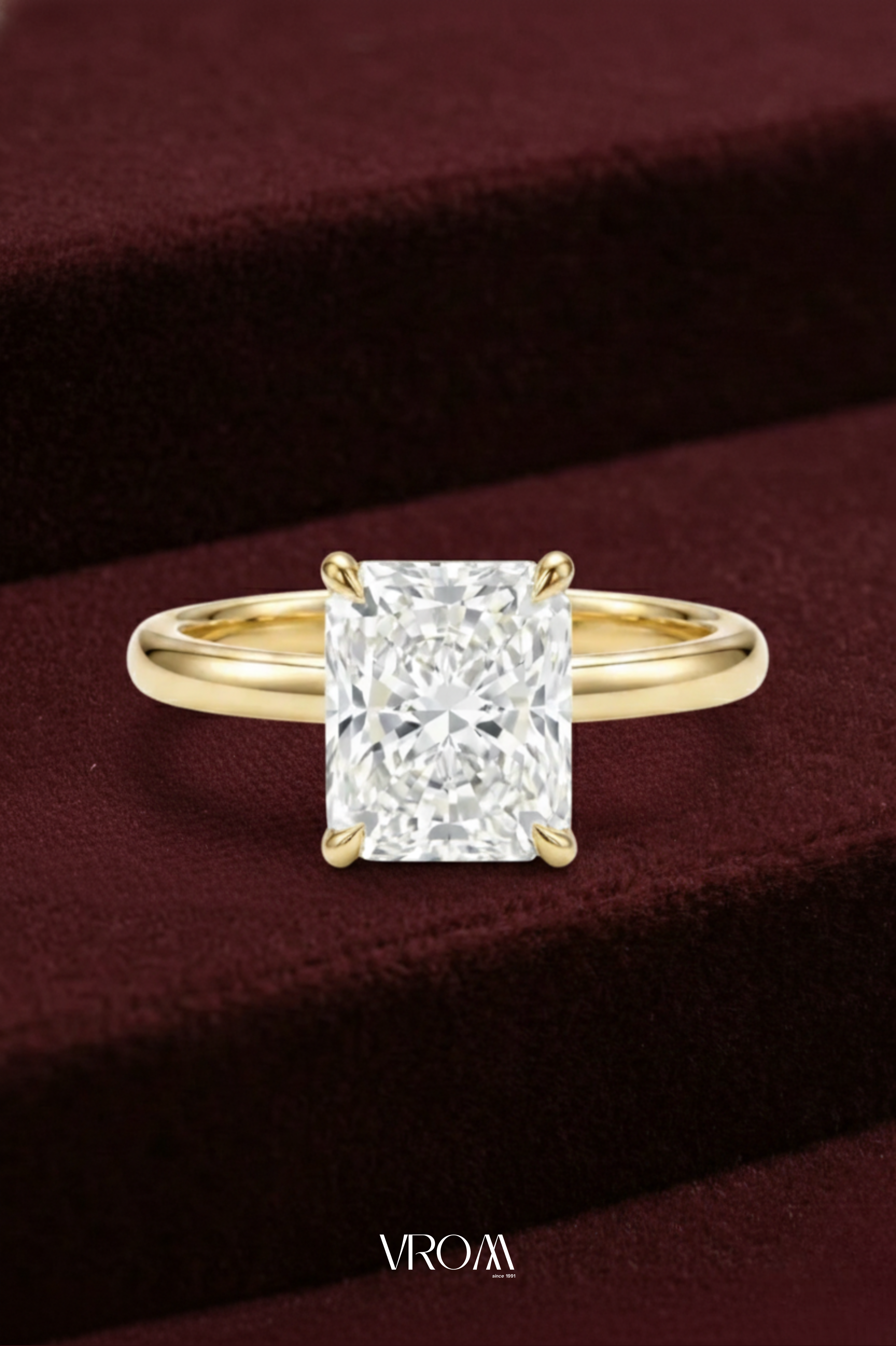 Radiant Diamond Stackable Ring, Mixed Metal Engagement Ring, Three Band Diamond Ring, Lab Grown Diamond Ring, White and Yellow Gold Ring
