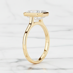 Emerald Cut Solitaire Ring Bezel Setting | Lab Grown Diamond | 14K Yellow Gold