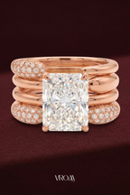 Radiant Cut Diamond Stackable Ring 2.65 CT, Multi Band Diamond Ring, 4 Band Stack Ring, Statement Engagement Ring, Gold Diamond Ring
