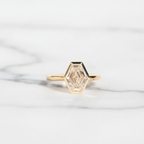 Unique Hexagonal Ring | Lab Grown Diamond | 14K Yellow Gold Minimal Style