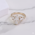 Modern Marquise Solitaire Ring with Side Accent Diamonds | Lab Grown Diamond | 14K Yellow Gold