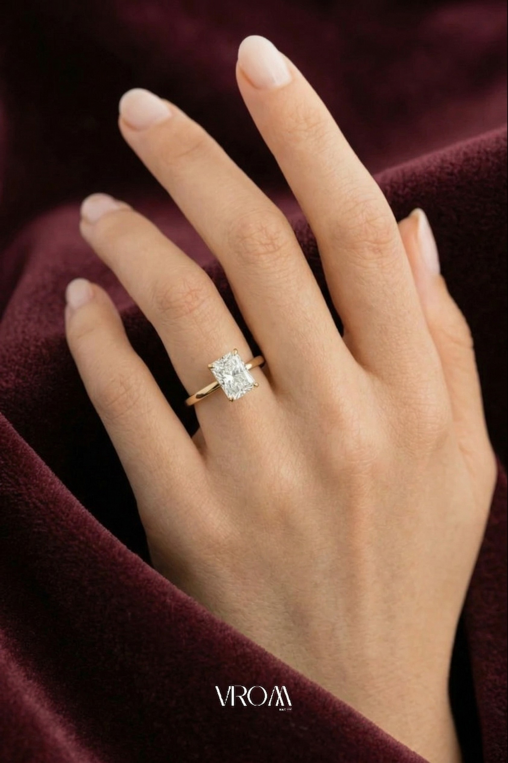 Radiant Cut Solitaire Diamond Ring, Hidden Halo Diamond Ring, Lab Grown Diamond Ring, Tiger Prong Engagement Ring, Gold Ring