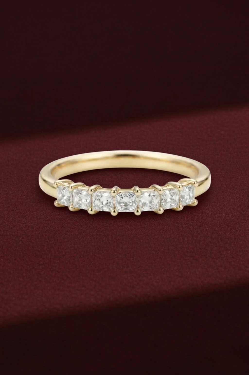 Princess Cut Diamond Stackable Band, Princess Diamond Wedding Band, 1 Carat Diamond Band, Stackable Gold Diamond Ring, Minimalist Band