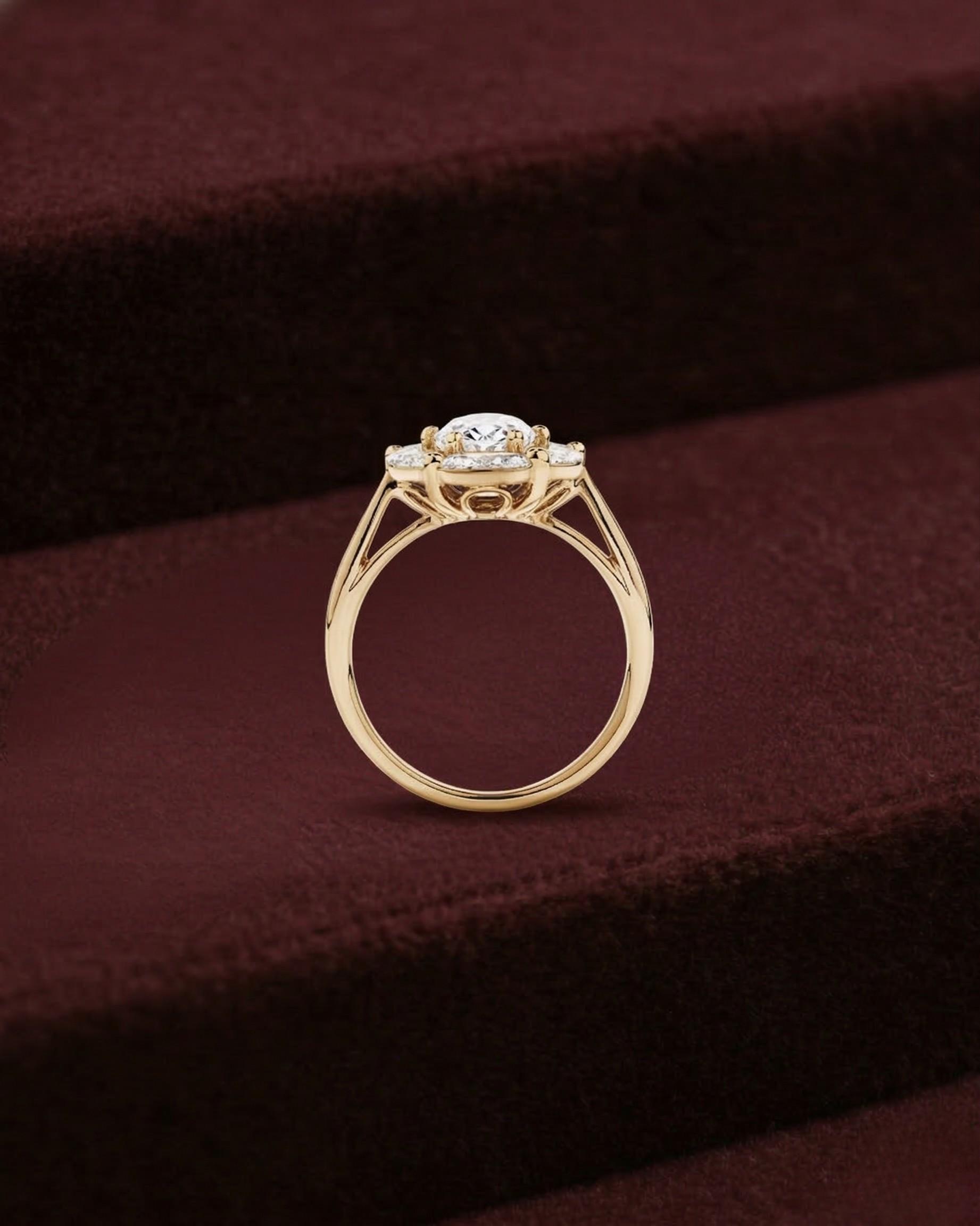 Oval Diamond Cluster Ring, Oval Center with Marquise Side Diamonds, Floral Diamond Engagement Ring, Multi Stone Diamond Ring, Statement Ring