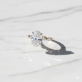 Modern Oval Cut Hidden Halo Half Eternity Ring | Lab Grown Diamond | 14K Yellow Gold