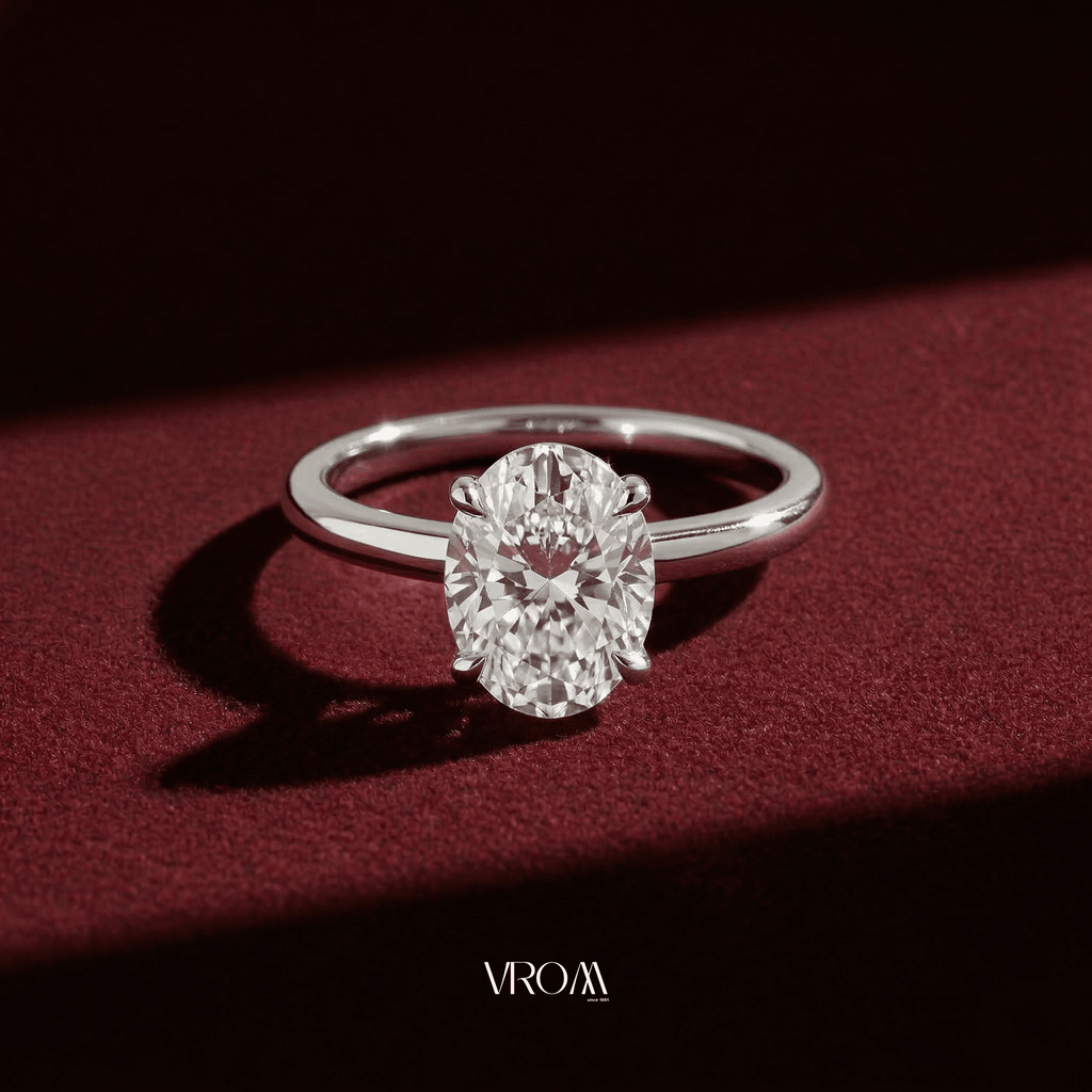 Oval Lab Grown Diamond Solitaire Engagement Ring in Solid 14K Gold