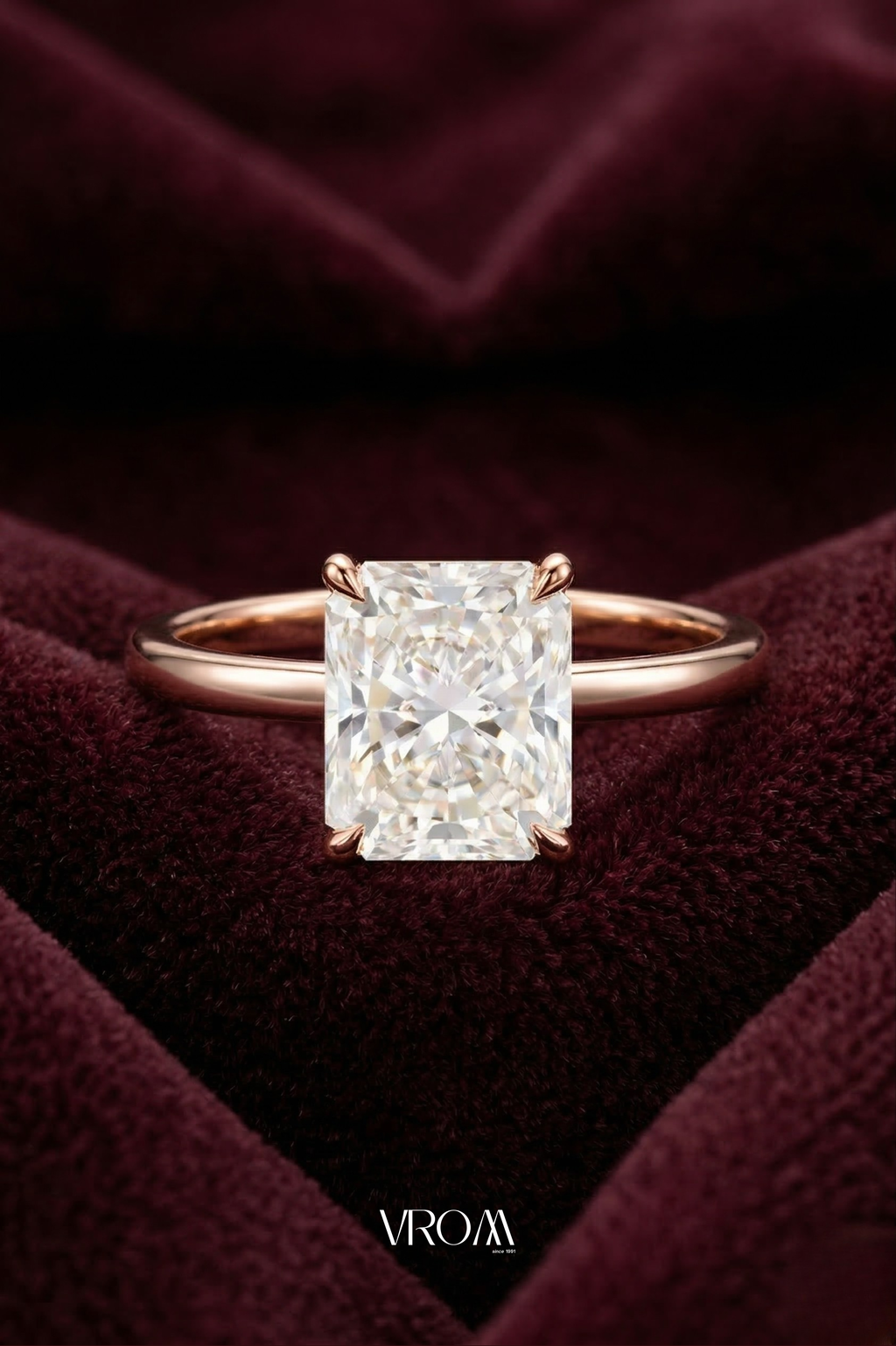 Radiant Cut Solitaire Diamond Ring, Hidden Halo Diamond Ring, Lab Grown Diamond Ring, Tiger Prong Engagement Ring, Gold Ring