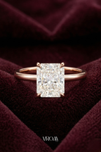 Radiant Cut Solitaire Diamond Ring, Hidden Halo Diamond Ring, Lab Grown Diamond Ring, Tiger Prong Engagement Ring, Gold Ring