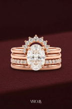 Oval Diamond Stackable Ring, Four Band Diamond Ring, Lab Grown Diamond Engagement Ring, Multi Band Pave Ring, Statement Gold Ring