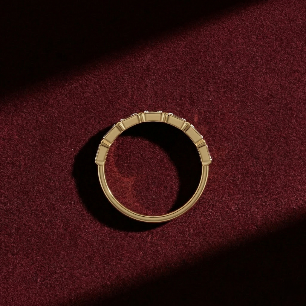 Emerald Cut Lab Grown Diamond Wedding Band: East-West Bezel Set