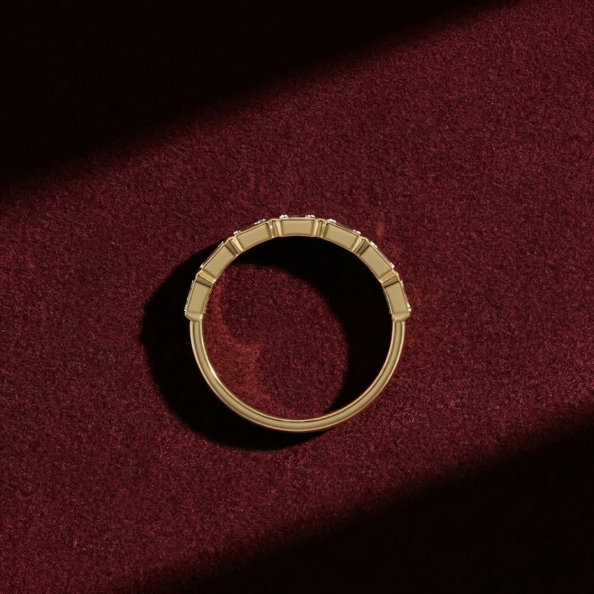 Emerald Cut Lab Grown Diamond Wedding Band: East-West Bezel Set