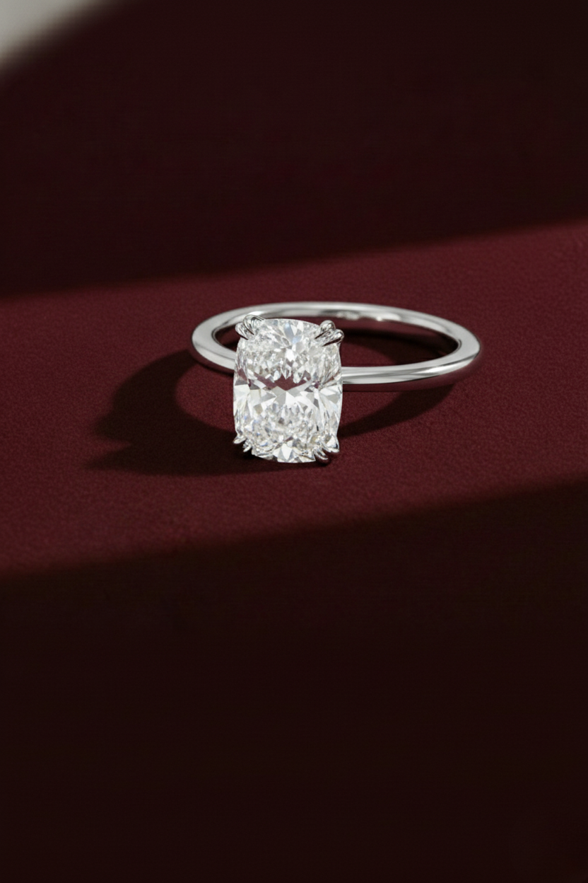 Elongated Cushion Cut Engagement Ring | Lab Grown Diamond | 14K Yellow Gold Classic Solitaire