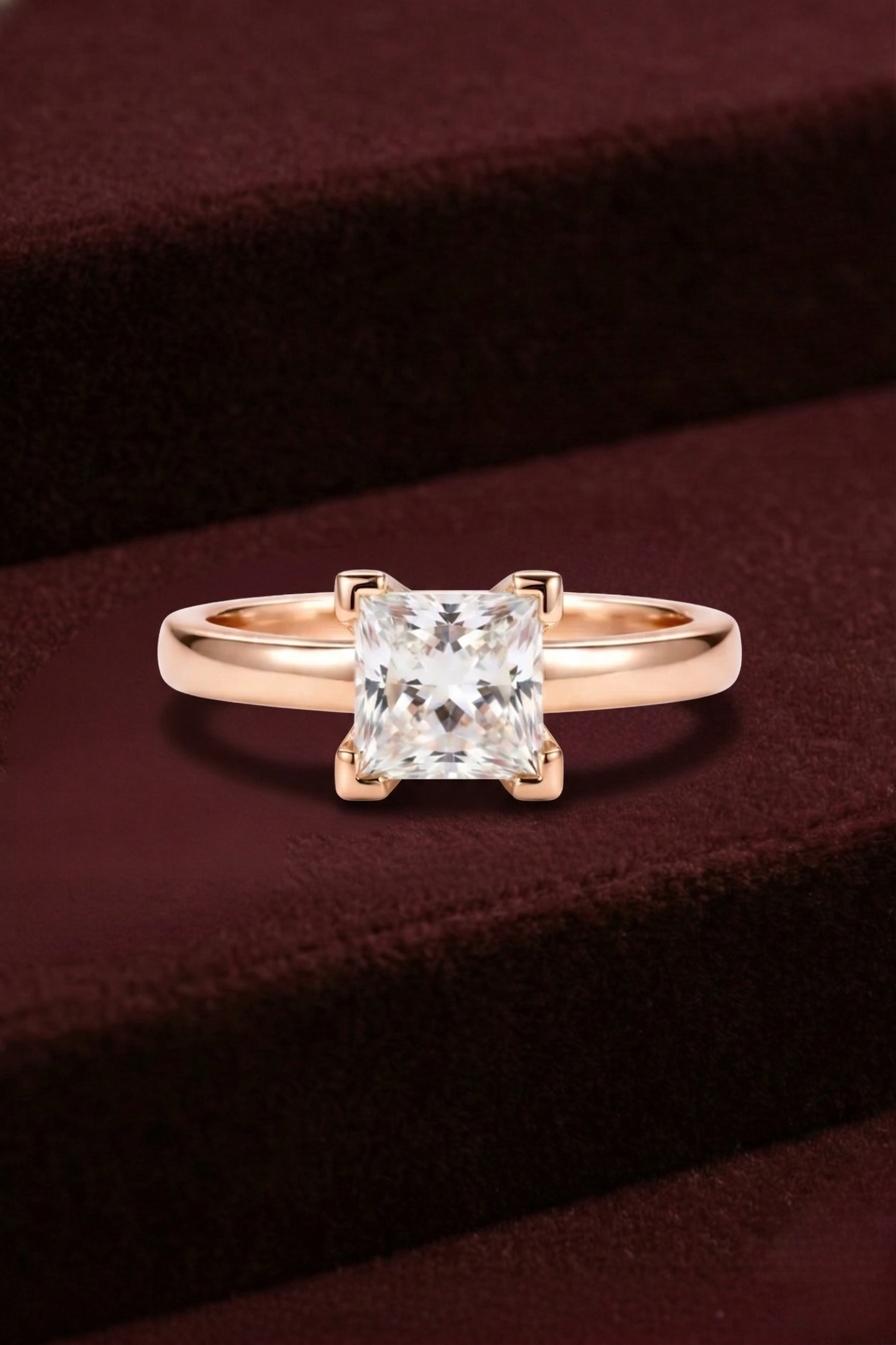 Princess Cut Diamond Engagement Ring, 1.05 Carat Princess Diamond Ring, Solitaire Diamond Ring, Minimalist Gold Ring, Classic Diamond Ring