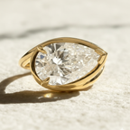 Unique Twist Bending Style Pear Engagement Ring | Lab Grown Diamond | 14K Yellow Gold