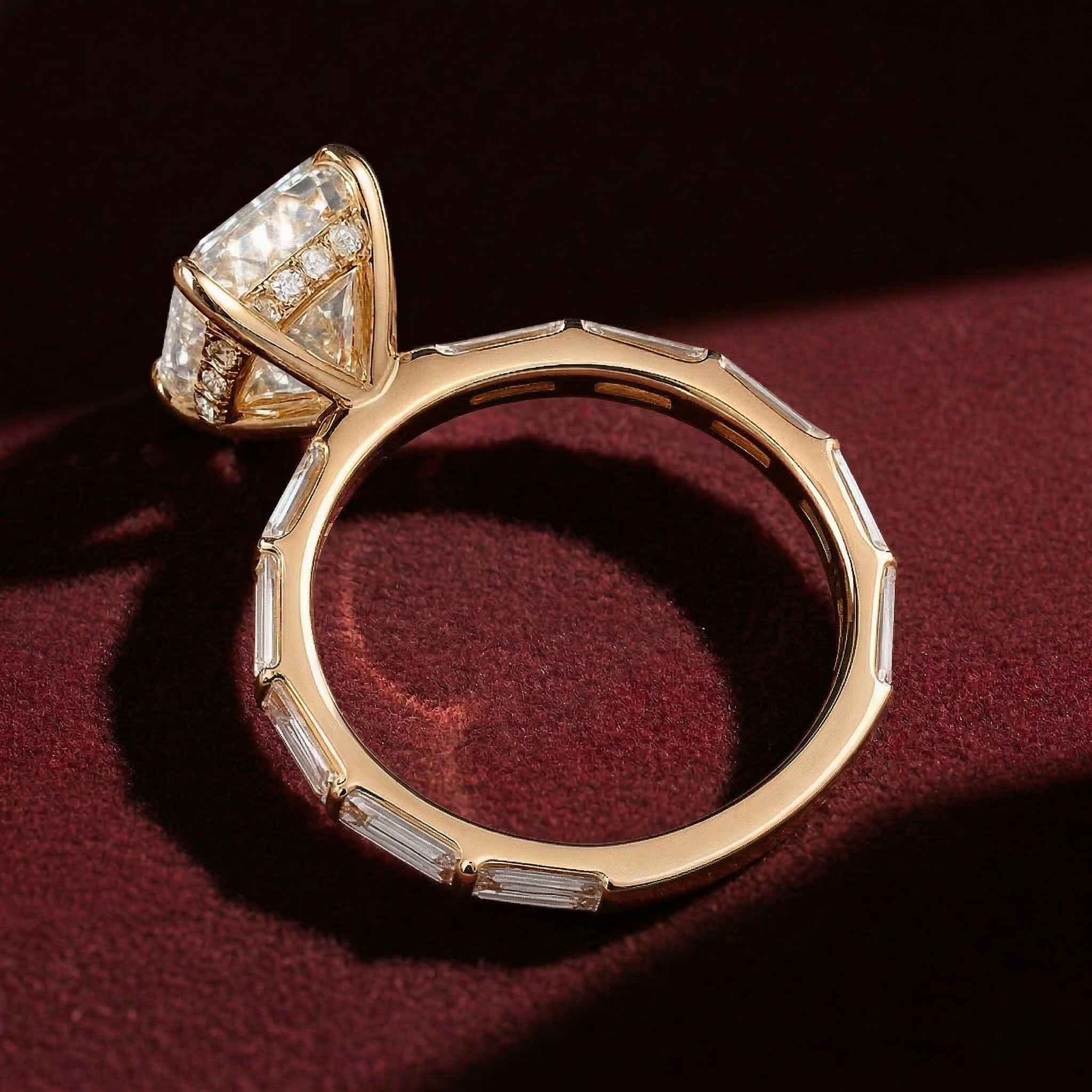 Vintage Art Deco Emerald Cut Lab Grown Diamond Ring – Solid 14K Gold