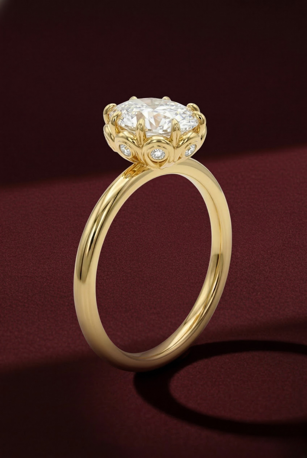 Oval Diamond Engagement Ring 2.05 Carat, Hidden Halo Diamond Ring, Oval Diamond Ring with Side Stones, Gold Engagement Ring, Lab Grown Ring