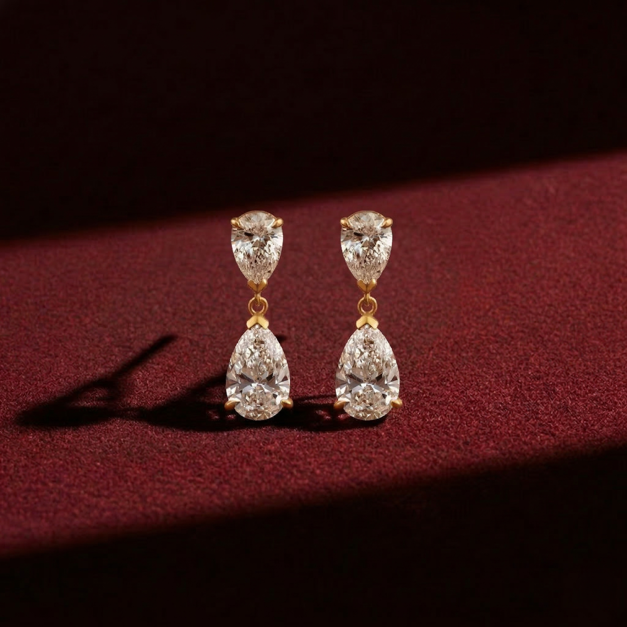 Elegant Pear Shape Lab Grown Diamond Stud Earrings in Solid 14K Gold