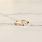 Minimalist Oval East West Bezel Set Solitaire Ring | Lab Grown Diamond | 14K Yellow Gold