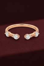 Open Cuff Diamond Band 0.18 CT, Dewdrop Diamond Ring, Minimalist Open Ring, Round Diamond Stackable Band, Dainty Gold Ring