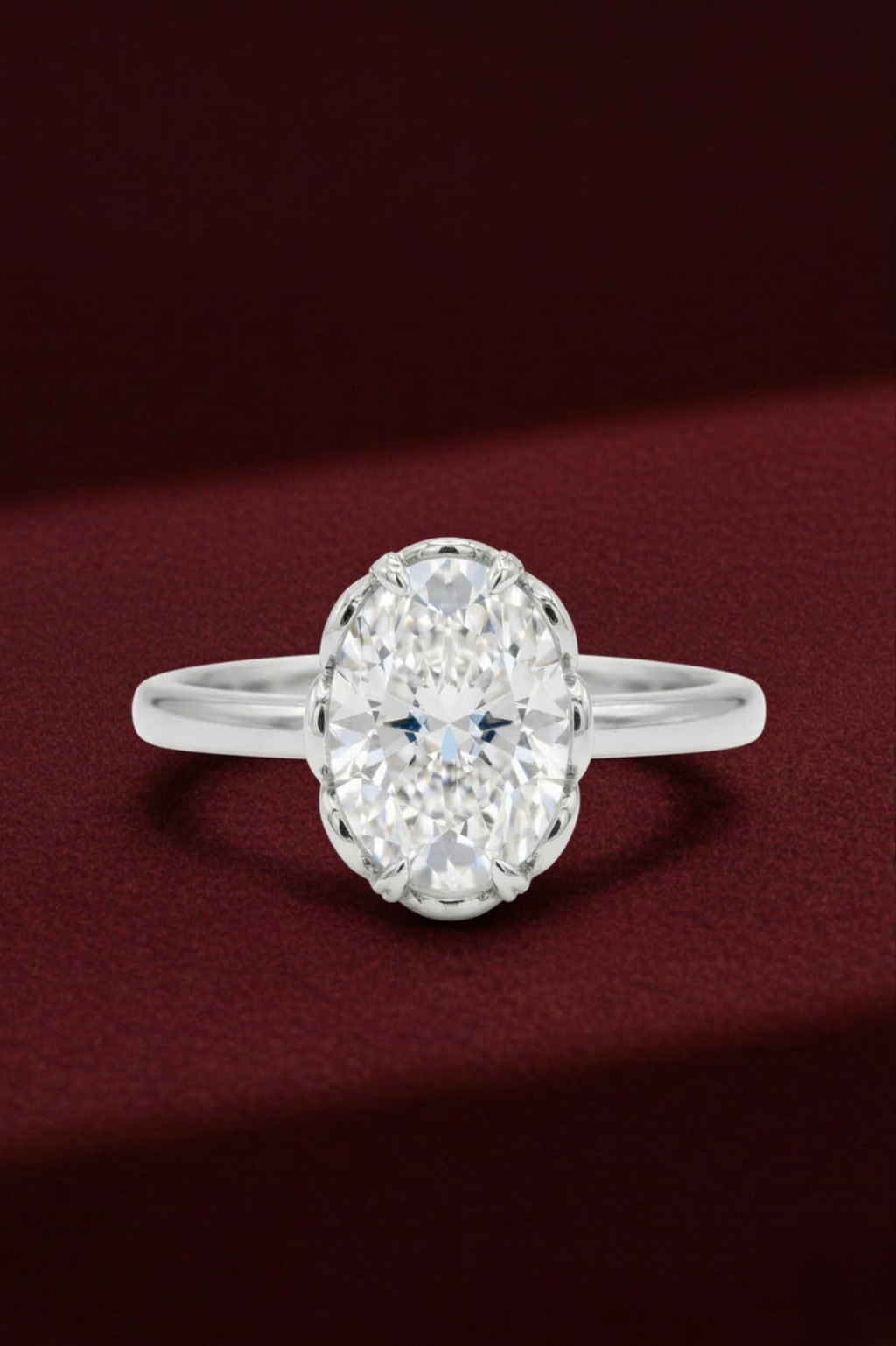 Oval Diamond Engagement Ring 2.05 Carat, Hidden Halo Diamond Ring, Oval Diamond Ring with Side Stones, Gold Engagement Ring, Lab Grown Ring