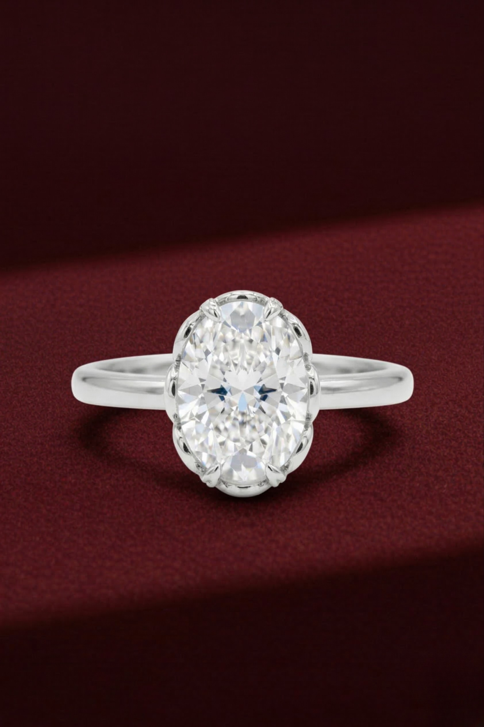 Oval Diamond Engagement Ring 2.05 Carat, Hidden Halo Diamond Ring, Oval Diamond Ring with Side Stones, Gold Engagement Ring, Lab Grown Ring