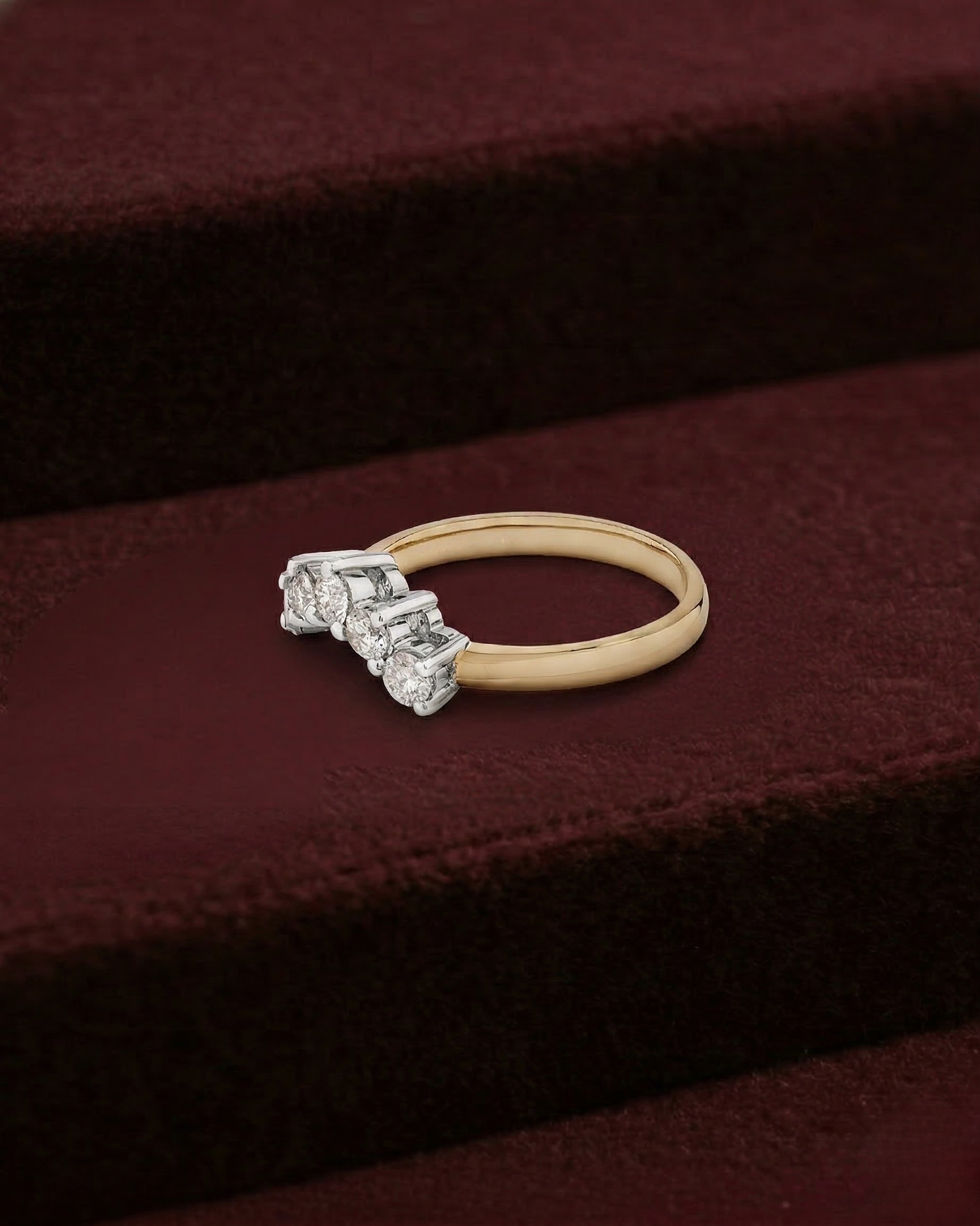 Round Diamond Curved Wedding Band, Curved Diamond Ring, Prong Set Diamond Band, Stackable Wedding Band, Minimalist Diamond Ring
